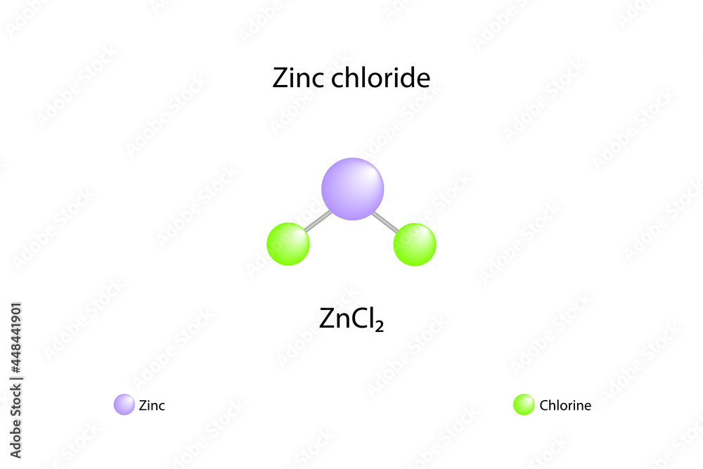 Molecular formula of zinc chloride. Chemical structure of zinc chloride
