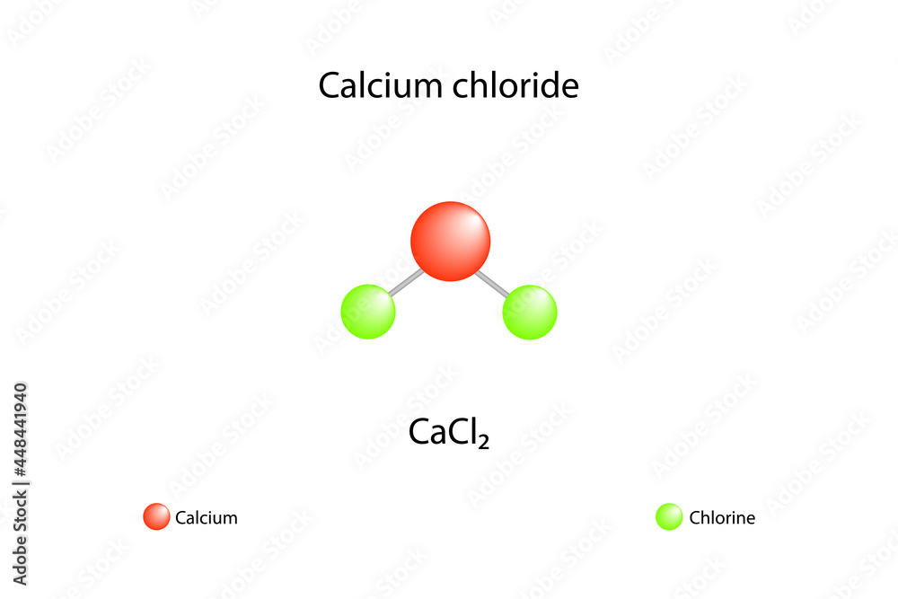 Molecular formula of calcium chloride. Chemical structure of calcium chloride.
