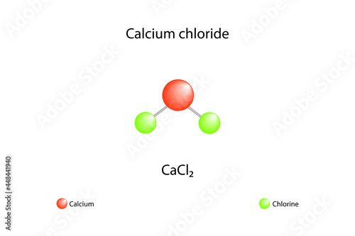 Molecular formula of calcium chloride. Chemical structure of calcium chloride. photo