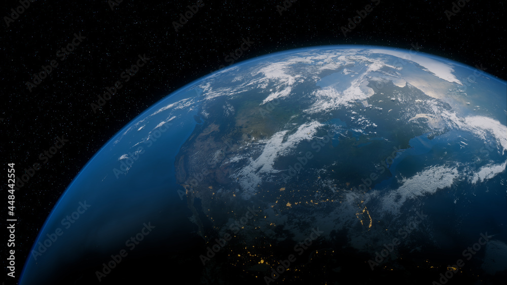 Earth in Space with views of USA and North America. Global Concept. Earth in Space with views of USA and North America. Global Concept.