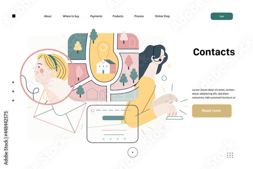 Medical insurance template - clinic contacts. Modern flat vector