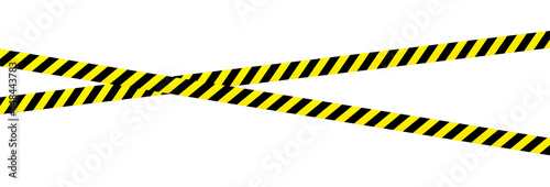 Yellow ribbon isolated on background. Crime scene area tape. Grunge backdrop photo