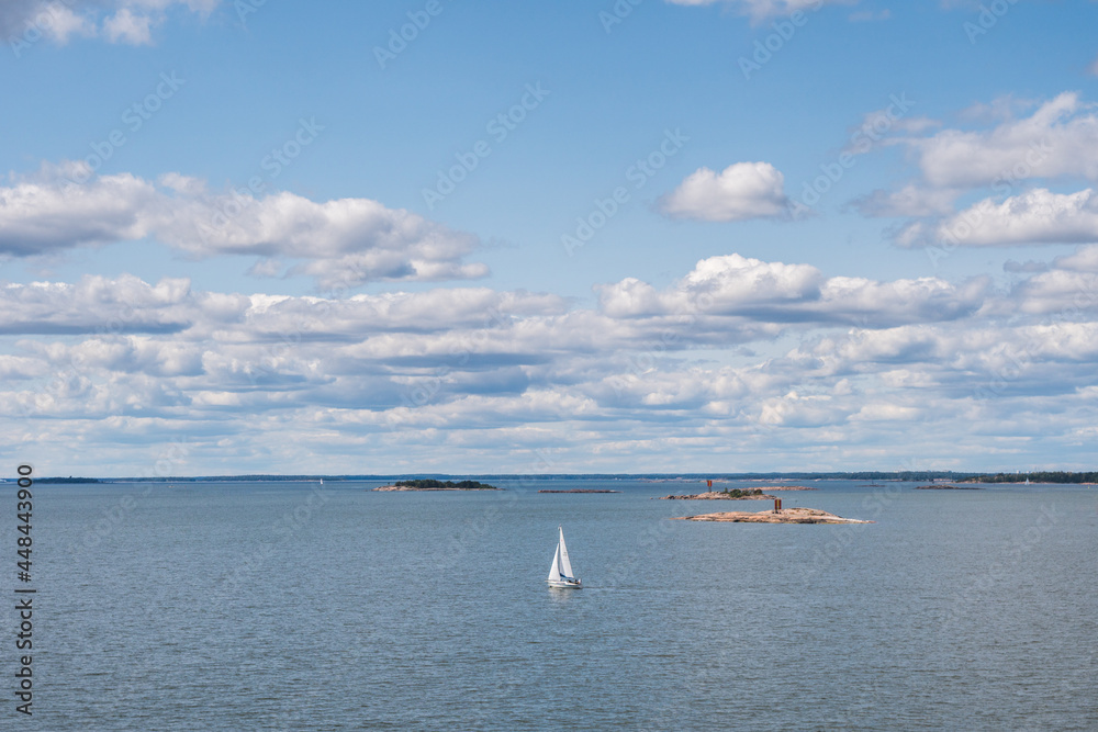 Baltic sea by Helsinki, beautiful scandinavian seascape view in summer on a sunny day , Finland
