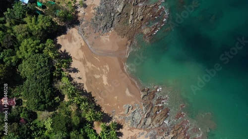 Aerial top view over Cocalito beach Costa Rica Drake sunny day tropical paradise  photo