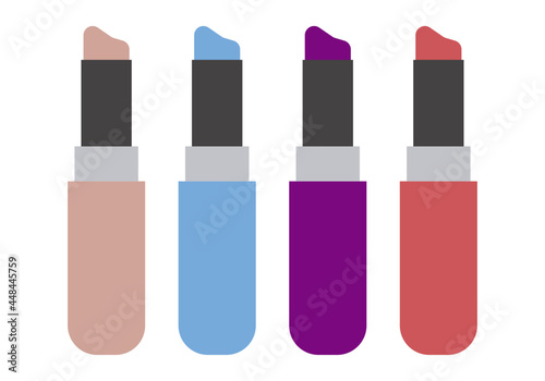 Pintalabios de color rosa, azul, morado y rojo.