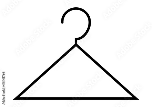 Icono negro de percha en fondo blanco.