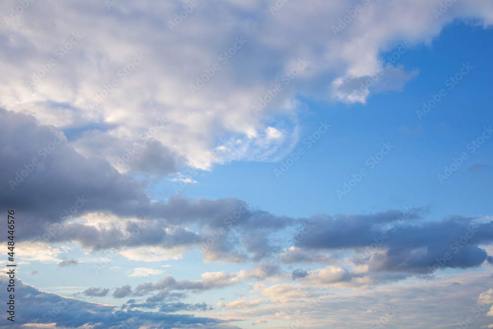 evening sky with clouds and rays of the sun, background evening sky with clouds and rays of the sun, background
