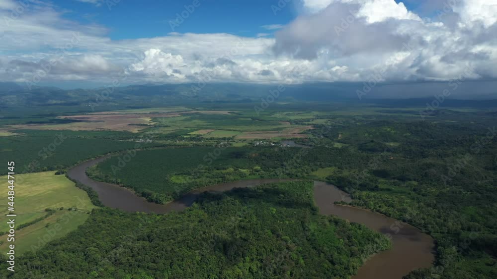 Sierpe city aerial view Costa Rica aerial shot Sierpe city aerial view Costa Rica aerial shot