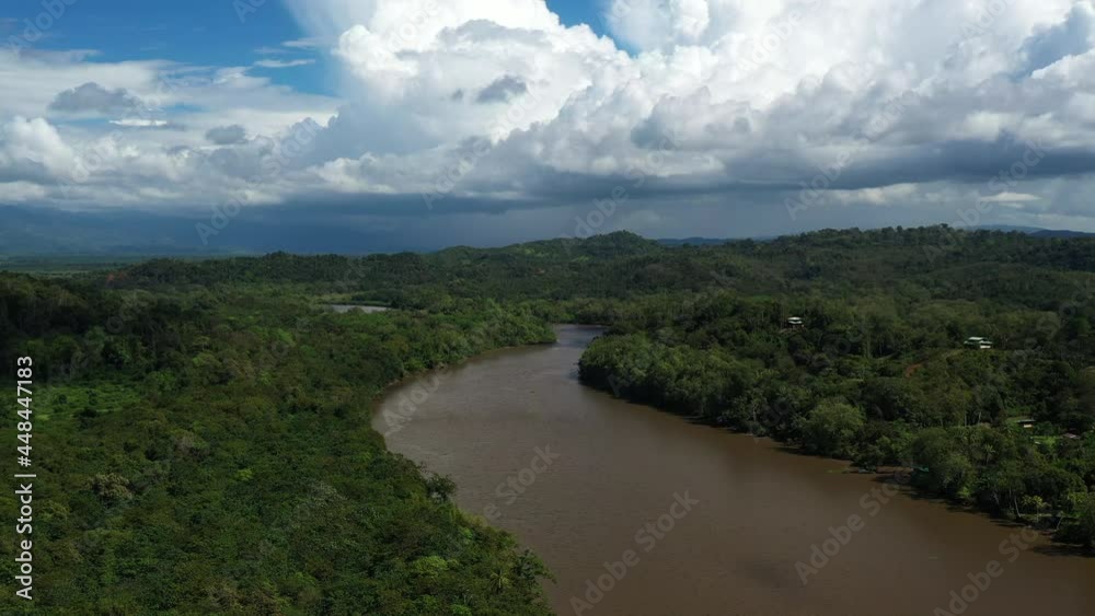 Aerial view of the Sierpe river in Costa Rica muddy brown water Aerial view of the Sierpe river in Costa Rica muddy brown water