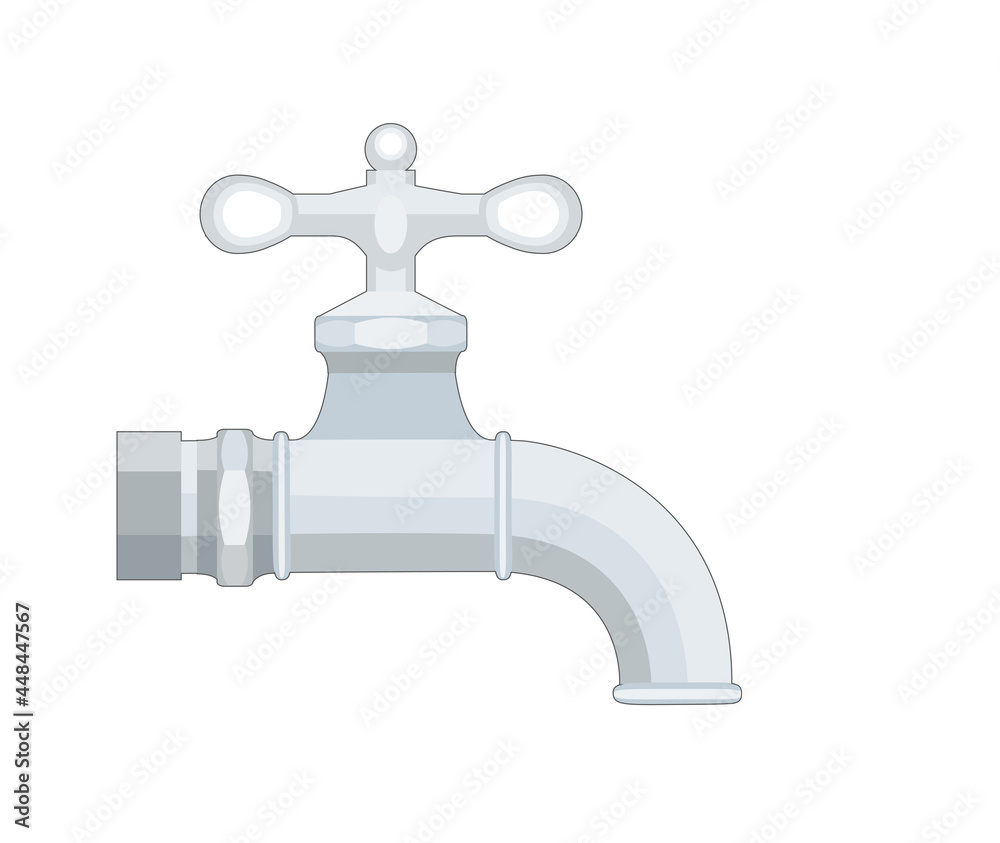 Wasserhahn mit Kreuzgriff, seitlicher Ansicht,
Vektor Illustration isoliert auf weißem Hintergrund Wasserhahn mit Kreuzgriff, seitlicher Ansicht,
Vektor Illustration isoliert auf weißem Hintergrund
