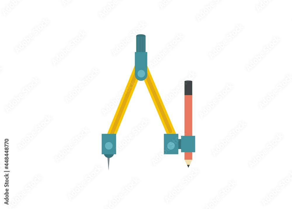 Drawing compass simple flat illustration