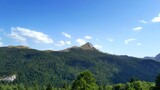 Mountain Zelengora landscape, peak Videz and pine forest under it, Bosnia and Herzegovina