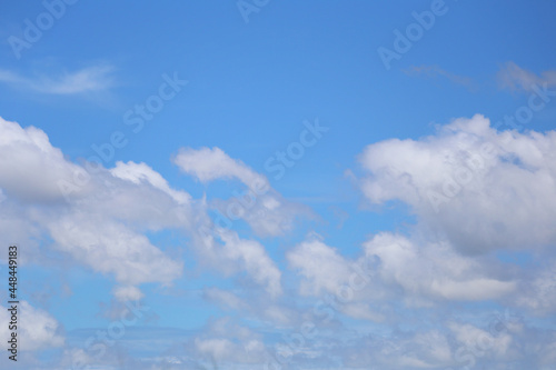 Blue sky with white clouds in the daytime background.