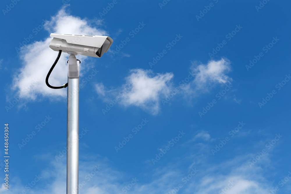 CCTV tool on blue sky background. CCTV tool on blue sky background.