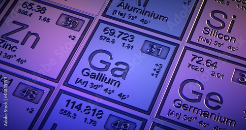 Gallium. Closeup periodic table of the elements. photo