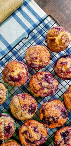 berry muffins fresh out of the oven