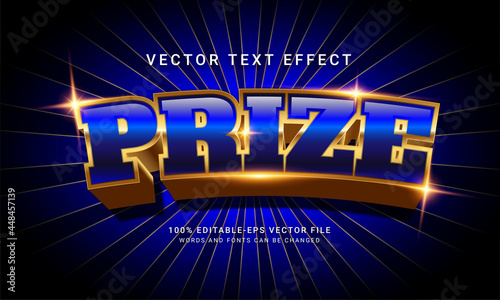 Prize 3d editable text style effect with modern blue concept