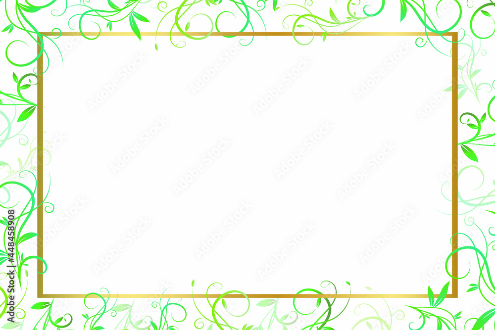 Abstract green leaves frame pattern isolated white background vector design Abstract green leaves frame pattern isolated white background vector design