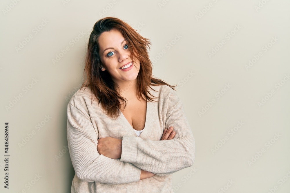 Young caucasian woman wearing casual clothes happy face smiling with crossed arms looking at the camera. positive person.