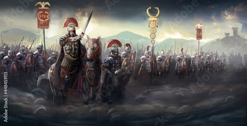 Fototapeta Roman soldiers and their general
