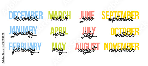 12 month. lettering months of the year. Vector illustration photo