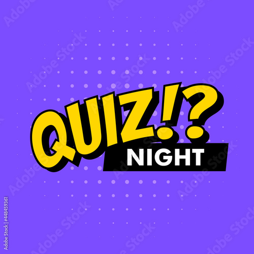 Quiz in comic pop art style. Quiz brainy game word. Vector illustration design.