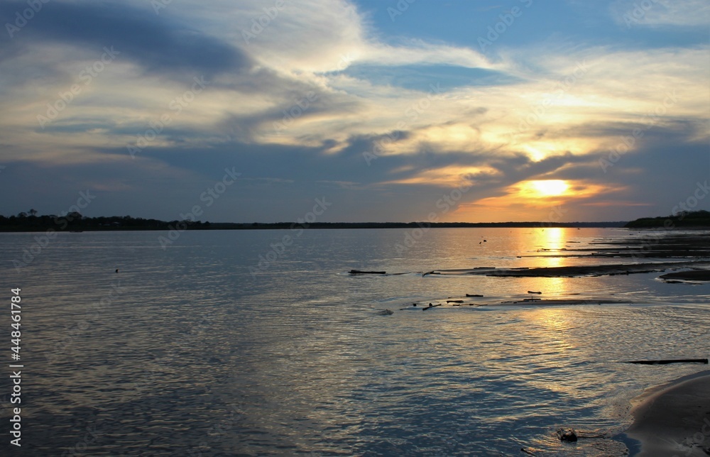 Amazonian sunset in Amazon river
