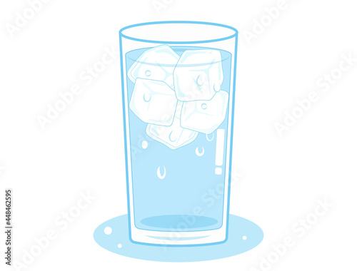 コップに注がれた氷水のイラスト