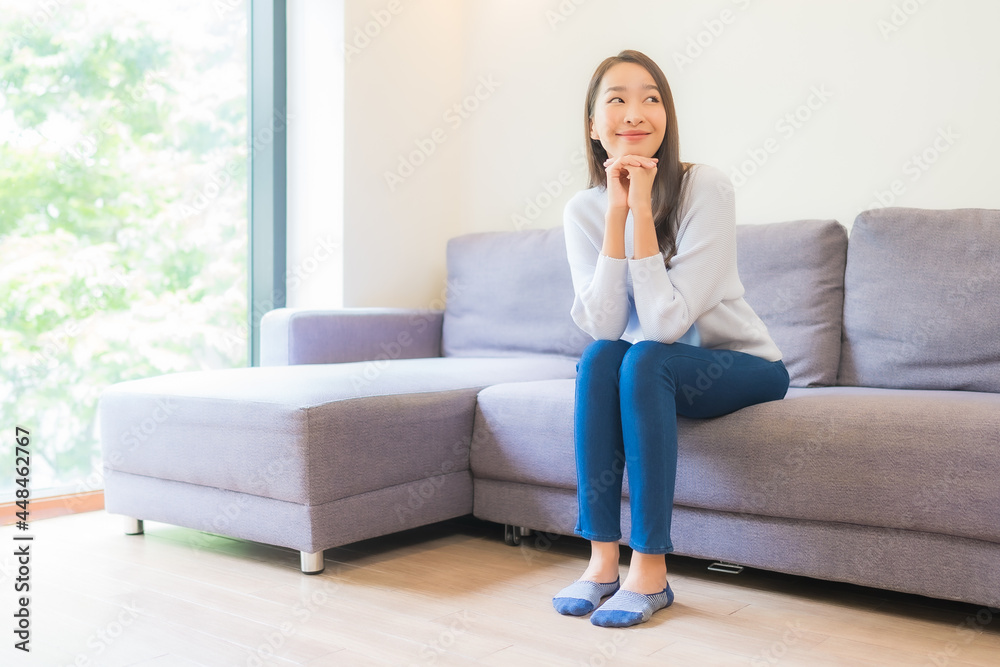 Portrait beautiful young asian woman relax smile on sofa Portrait beautiful young asian woman relax smile on sofa
