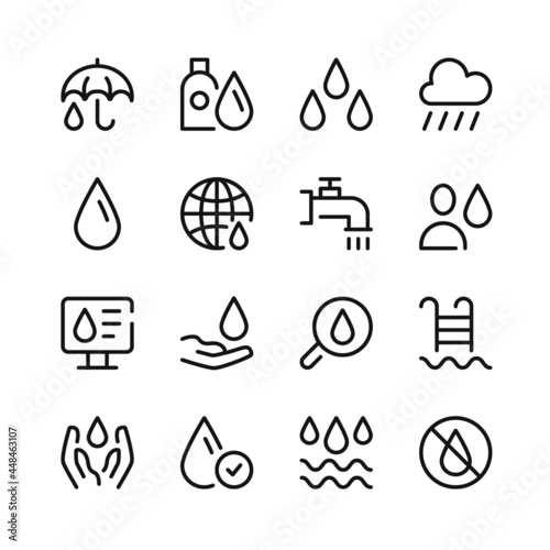 Water icons. Vector line icons. Simple outline symbols set