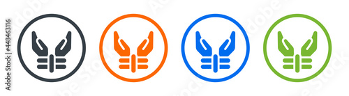 Hands tied icon on circle design. Vector illustration