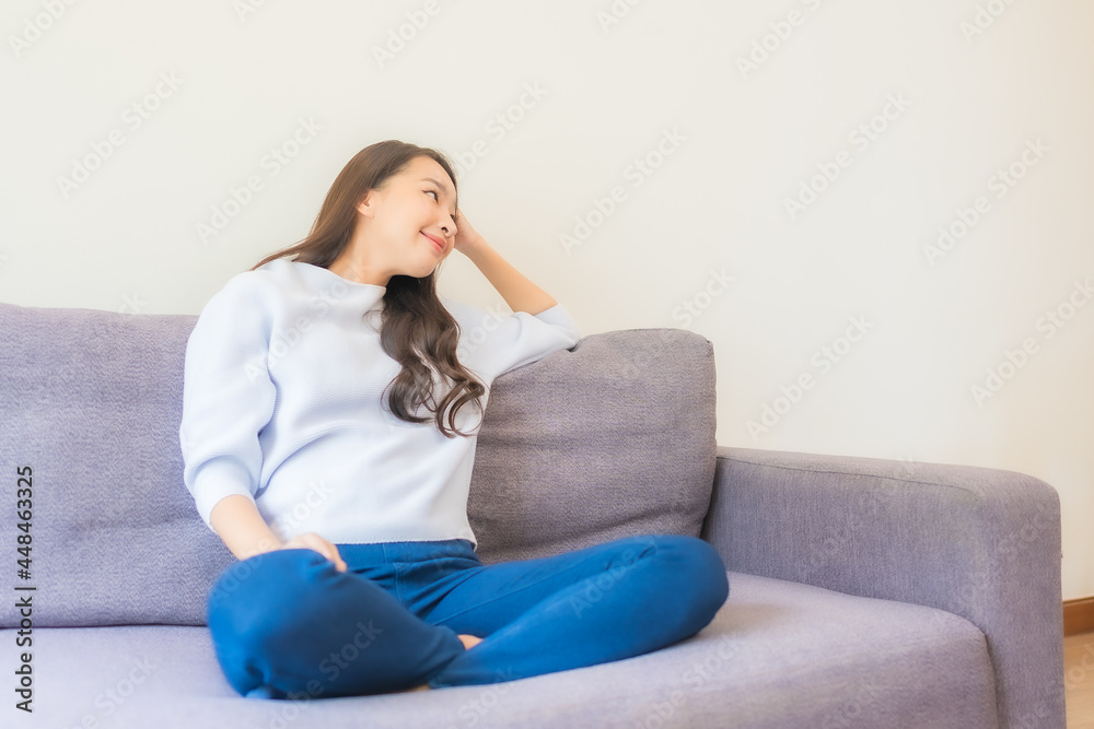 Portrait beautiful young asian woman relax smile on sofa Portrait beautiful young asian woman relax smile on sofa