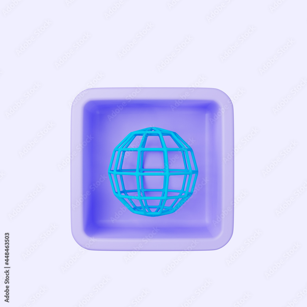 3d illustration of simple icon globe on cube 3d illustration of simple icon globe on cube