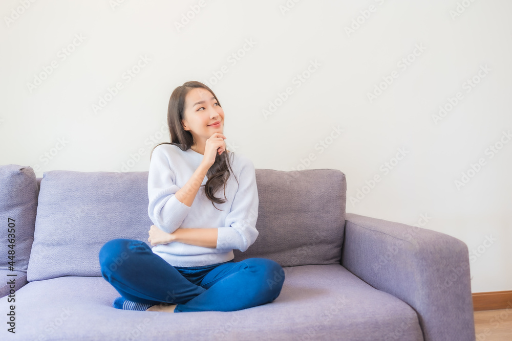 Portrait beautiful young asian woman relax smile on sofa Portrait beautiful young asian woman relax smile on sofa