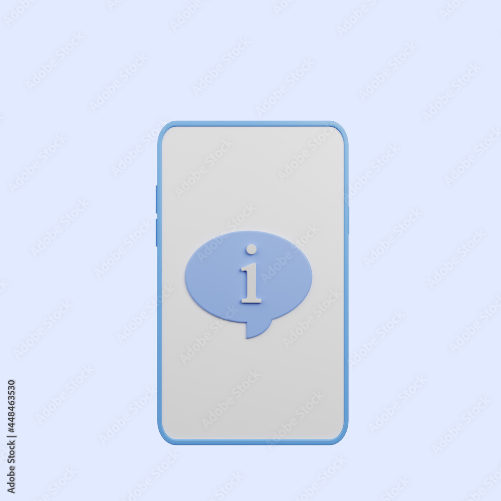 3d illustration of simple icon smartphone with i icon 3d illustration of simple icon smartphone with i icon