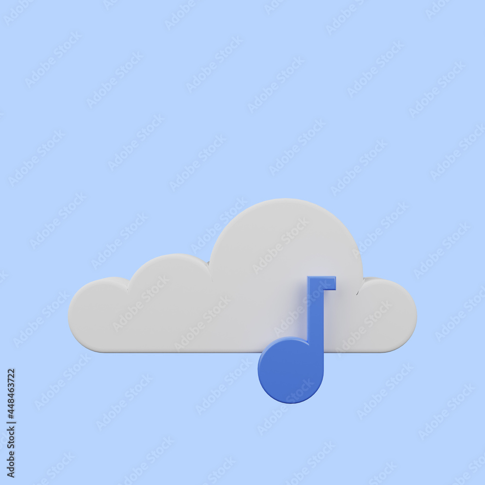 3d illustration of simple icon cloud with music icon 3d illustration of simple icon cloud with music icon