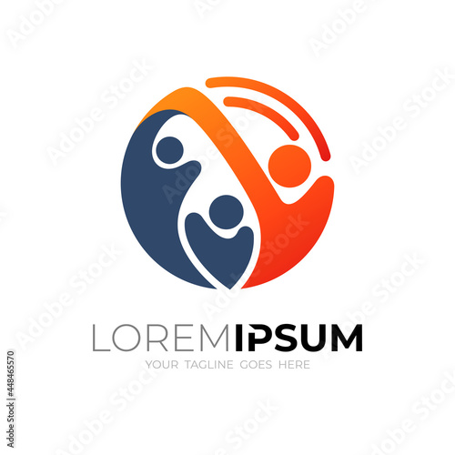 Abstract people logo and charity icon vector