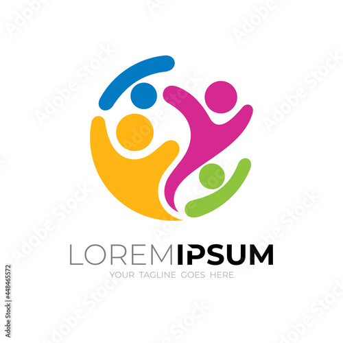 Charity icon, People care logo with colorful design vector