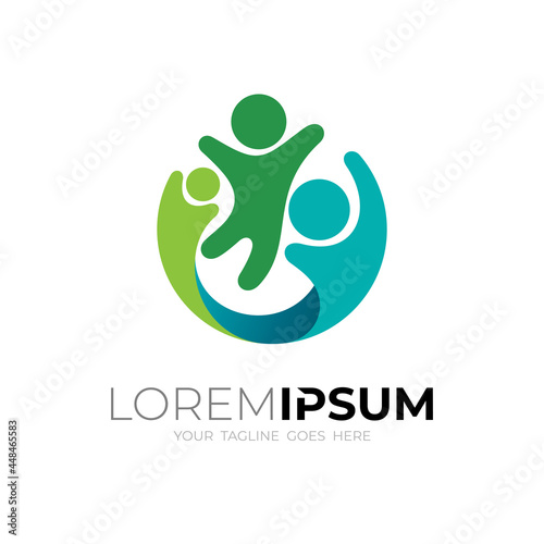 Simple people care logo design template, family