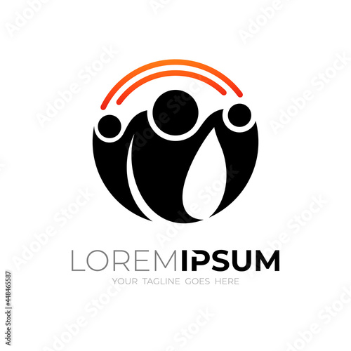 Family logo with charity design vector, people care logos