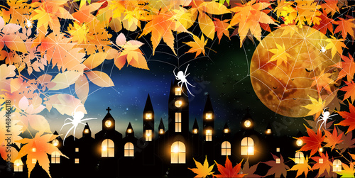 ハロウィン　紅葉　城　背景
