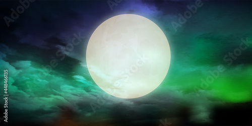 ハロウィン　満月　夜空　背景