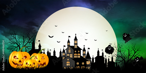 ハロウィン　かぼちゃ　城　背景
