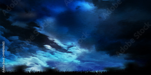 ハロウィン　夜空　風景　背景