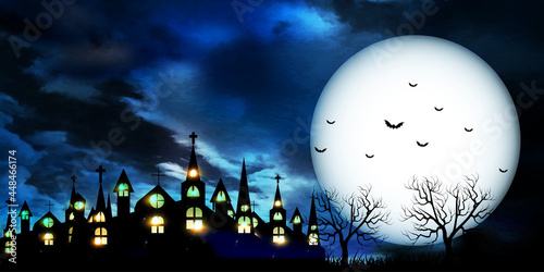 ハロウィン かぼちゃ 城 背景 