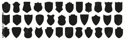 Protect shield icon symbols black silhouette vector set illustration
