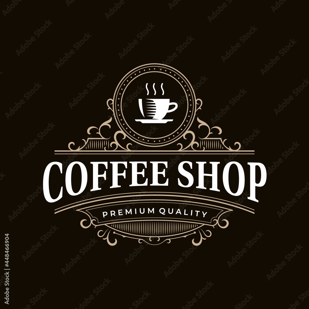 Coffee shop retro vintage luxury decorative ornate frame logo