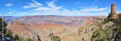 Panorama view looking over Grand Canyon National Park, Arizona, USA. 
