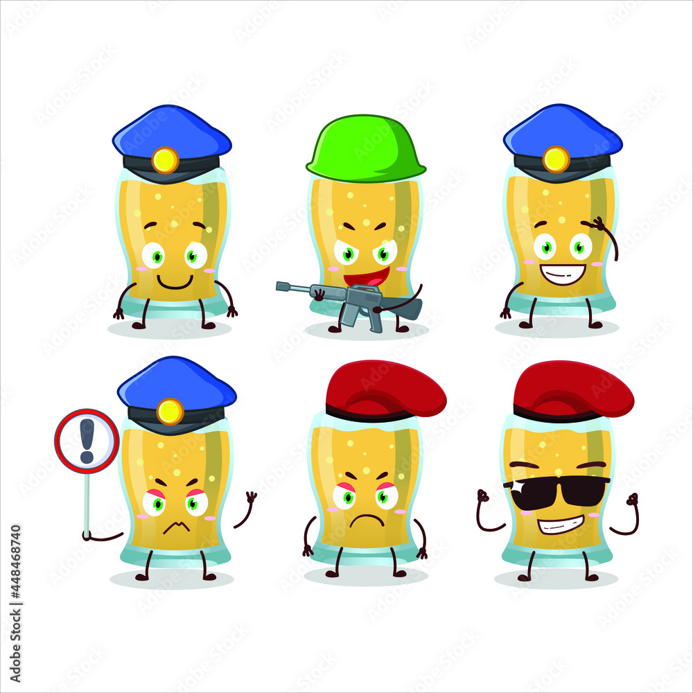 A dedicated Police officer of glass of cider mascot design style. Vector illustration