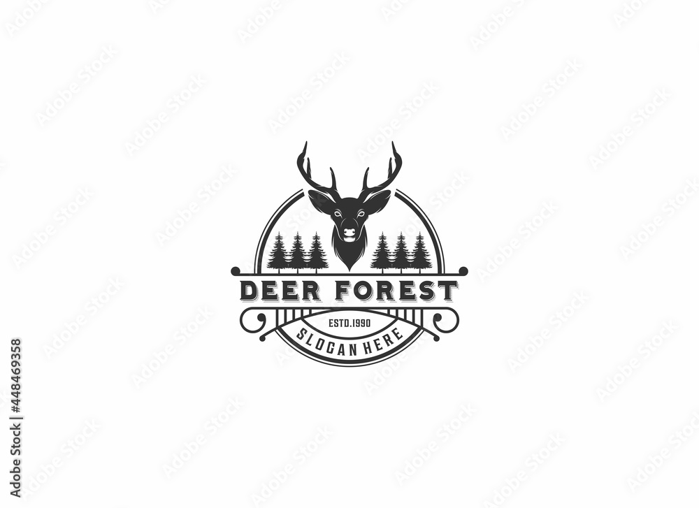 deer forest logo template , vector in white background deer forest logo template , vector in white background